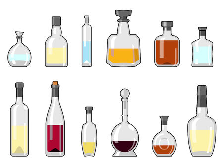 alcohol bottle set のイラスト素材