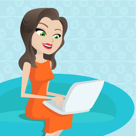 women with laptop のイラスト素材