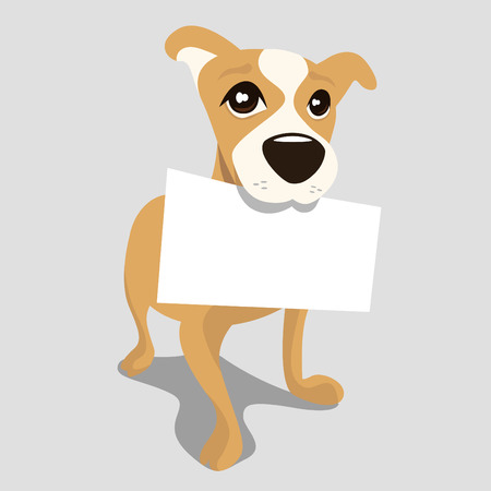 dog with message paper のイラスト素材