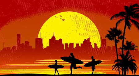 surfer with sunset 