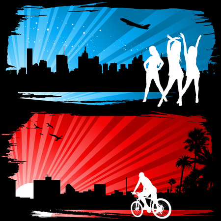 night and sunrise background vectorのイラスト素材