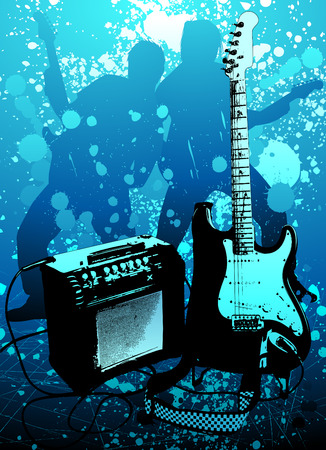 grunge guitar and ampli vector のイラスト素材