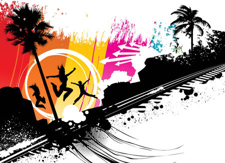 sea side jump のイラスト素材