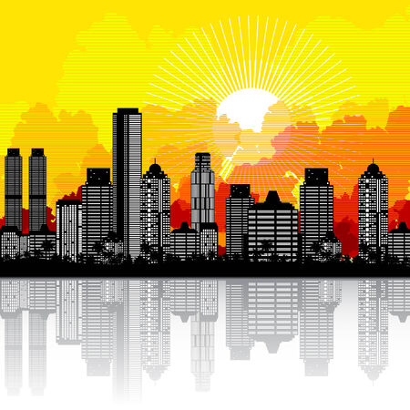 city and sunrise のイラスト素材