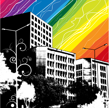 rainbow city のイラスト素材