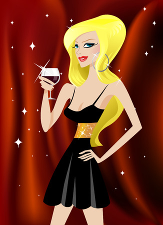 sexy women with drink のイラスト素材