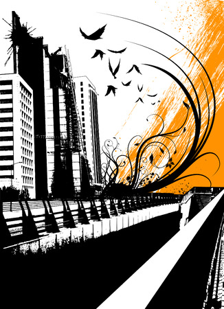 grunge cityのイラスト素材