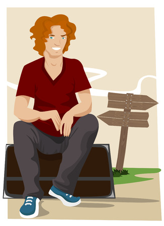 cartoon character waiting のイラスト素材