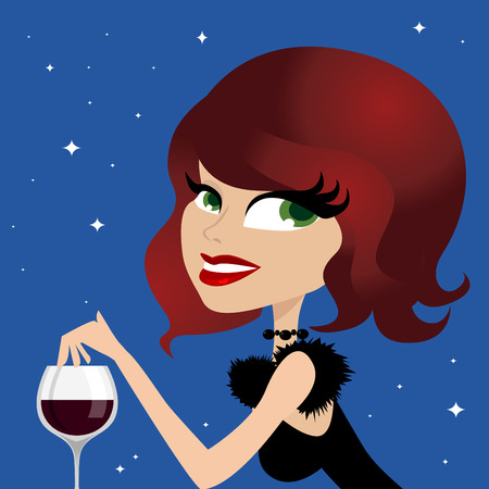 woman drinking wineのイラスト素材