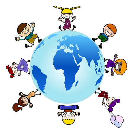 children around the globe vector のイラスト素材