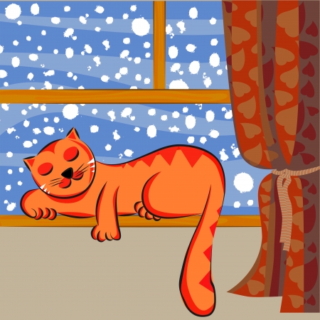 cute cat sleeping のイラスト素材