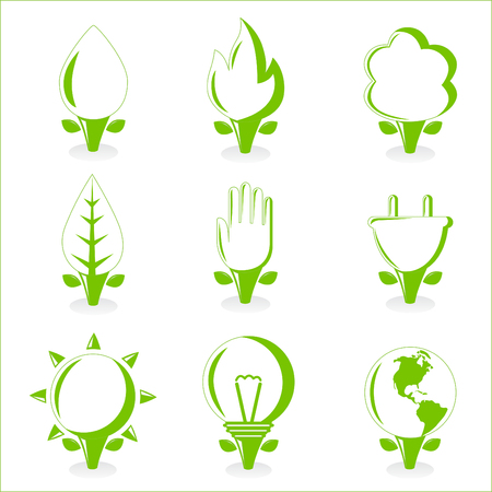 natural energy and recycling icon set のイラスト素材