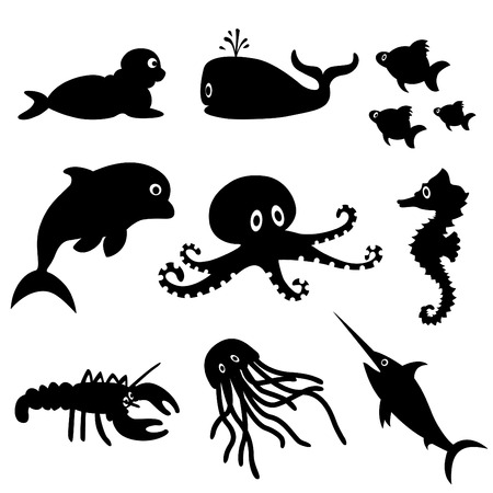 sea life (black version) のイラスト素材