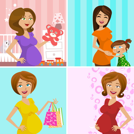 pregnant mother (four different design) のイラスト素材