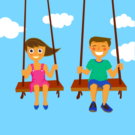 couple kids のイラスト素材