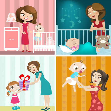 mother and baby design set のイラスト素材