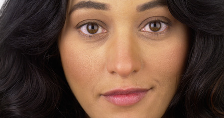 Closeup of Mexican woman looking at camera