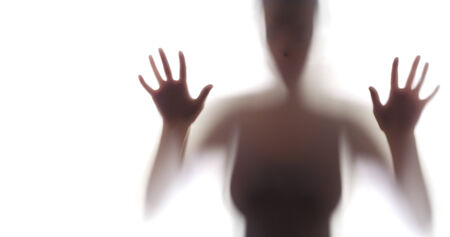 Creepy silhouette of woman
