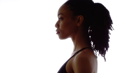 Profile of strong black womanの写真素材