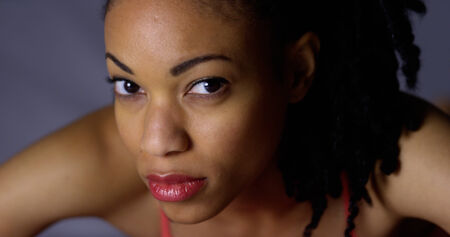 Fit black woman portraitの写真素材