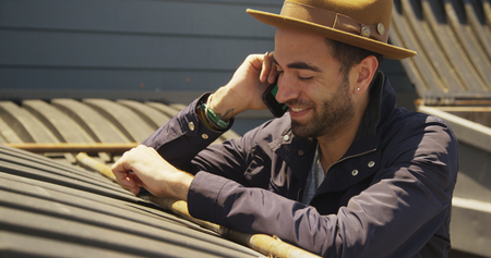 Mexican man napping outdoorsの写真素材