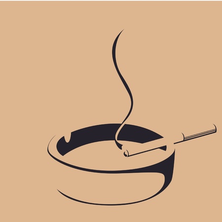 smoke cigarette and ashtray silhouette  のイラスト素材