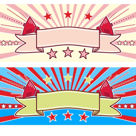 Retro Sound Banner Colour Illustrationのイラスト素材