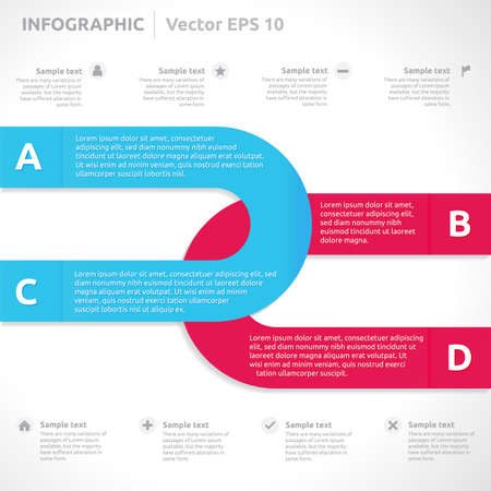 Infographic design template | pink and blue | numbers and optionsのイラスト素材