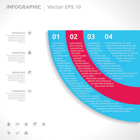 Infographic design template | pink and blue | numbers and optionsのイラスト素材