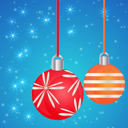 Christmas balls on blue backgroundのイラスト素材