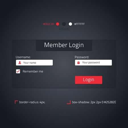 User / member login - transparent website element - dark and redのイラスト素材
