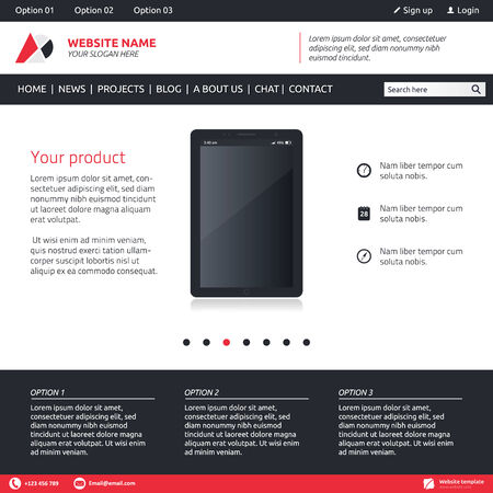 Website template - slideshow, 3 options and horizontal menu companyのイラスト素材