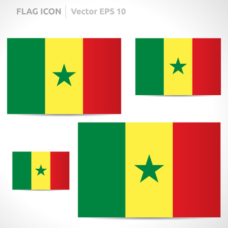 Senegal flag template | vector symbol design | color yellow red and green | icon setのイラスト素材