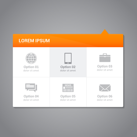 Website element - 6 options dropdown menu with orange headingのイラスト素材