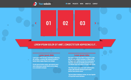 Website template with horizontal menu and slideshow blue color redのイラスト素材