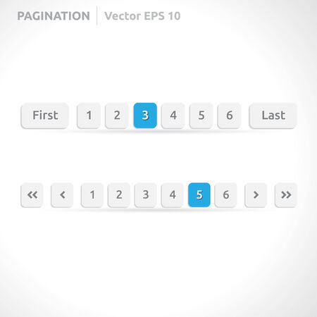 Pagination bars | color blue and white | abstract vector design | website element | paper silver lookのイラスト素材