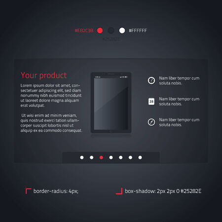 Slideshow box - transparent website element- dark and redのイラスト素材