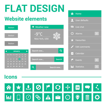 Flat design for website - web template set のイラスト素材