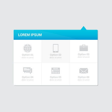 Website element - 6 options dropdown menu with blue headingのイラスト素材