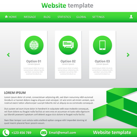 Website template white and green - natural - slideshow, footer, horizontal menuのイラスト素材