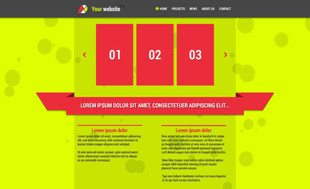 Website template (elements) with horizontal menu and slideshow lime colorのイラスト素材