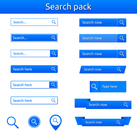 Search bars - pack 16x - website elements - blueのイラスト素材