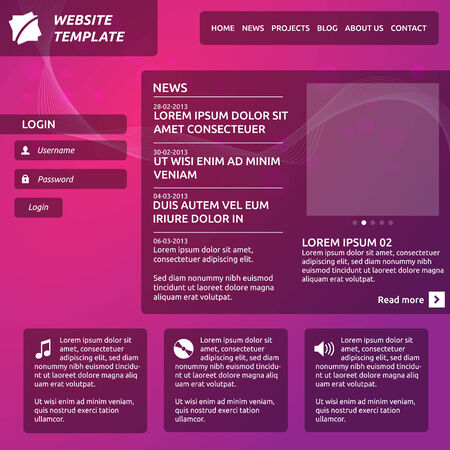 Abstract opacity website template with logo, horizontal menu, slideshow, member login and optionsのイラスト素材