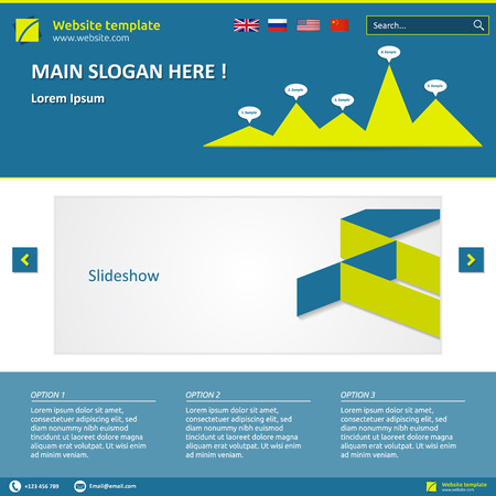 Website template (elements) with options, search box, slideshow and graphのイラスト素材