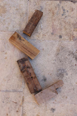 Blocks of wood in the Pjazzaの写真素材