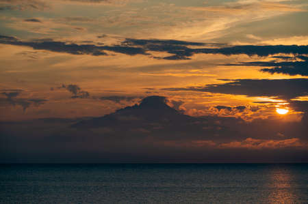 Rishiri Island in the sunsetの写真素材