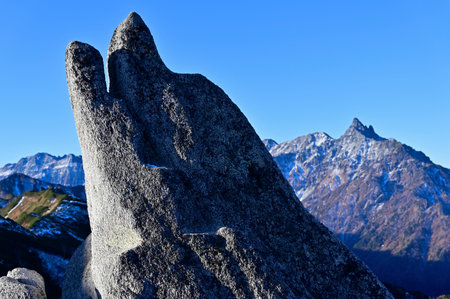 japan alps mt.tsubakuro dolphin Rockの写真素材