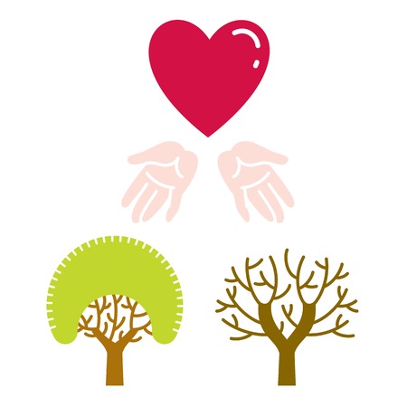The pictogram heart hand treesのイラスト素材