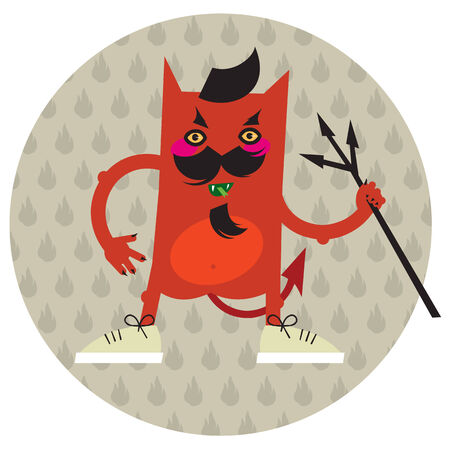 The moustached devil with a pitchfork in handsのイラスト素材