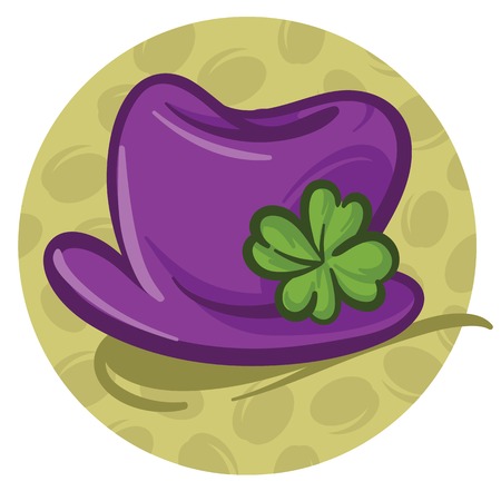 Irish purple hat with clover on topのイラスト素材